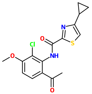 (image for) MC085204 N-(6-Acetyl-2-chloro-3-methoxyphenyl)-4-cyclopropyl-1,3-thiazole-2-carboxamide